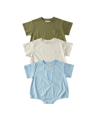 Cory Pocket Romper Bundle - Dream Blue + Loden Green