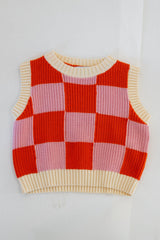 Nonno Vest - Pink + Orange Check