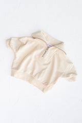 Oversized Half Zip Jumper - Beige