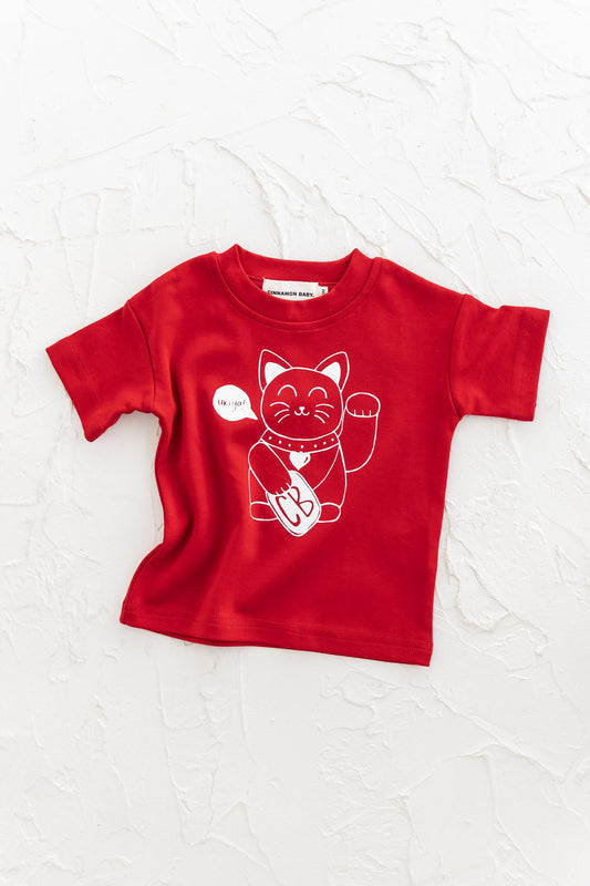 Lucky Cat Tee Red