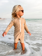 UPF 50 RASHGUARD ONESIE - LATTE