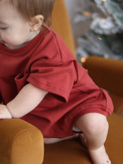 Cory Pocket Romper in Brick