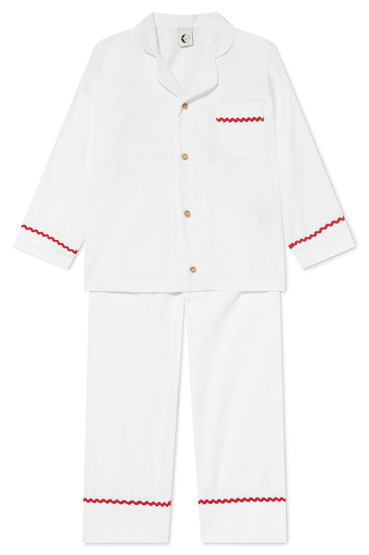 UP TO 5 YEARS KIDS PYJAMA SET | WHITE COTTON RIC-RAC
