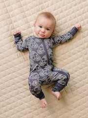Bamboo Zip Romper | Leopard Skull