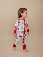 Bamboo Zip Romper | Christmas Patchwork