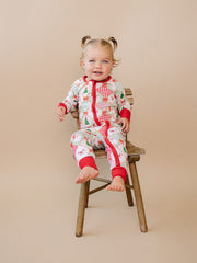Bamboo Zip Romper | Santa Patchwork