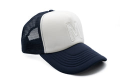Navy & White Letter Trucker Hat