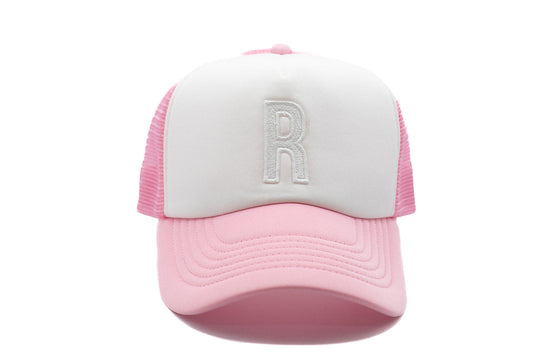 Pink & White Letter Trucker Hat