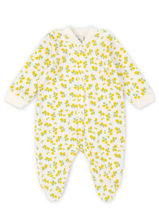 BABY SLEEPSUIT | TEA FLORAL YELLOW