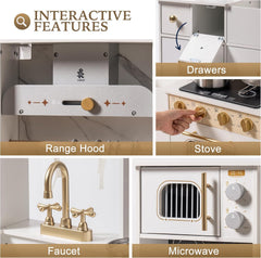 ROBUD Modern Play Kitchen for Kids - White