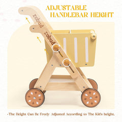 ROBUD Wooden Push Forest King Shopping Cart Walker