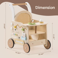 ROBUD Wooden Baby Push Walker - Rattan