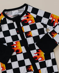 Bamboo Zip Romper | Checker Blaze