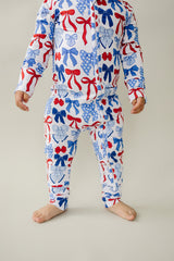 Bamboo Zip Romper | Red-White & Bows