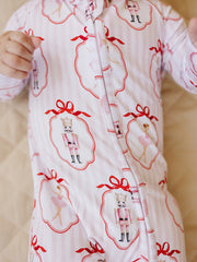 Bamboo Zip Romper | Pink Nutcracker