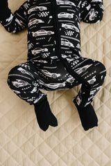 Bamboo Zip Romper | Race Cars