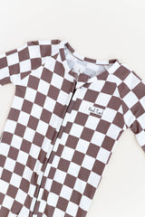 BRONZE CHECKERED BAMBOO ONESIE