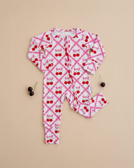 Bamboo Zip Romper | Cherry Bow