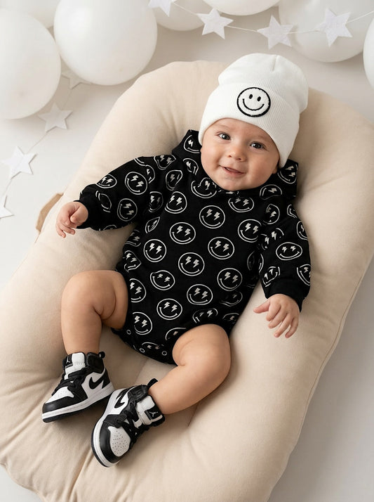 Hooded Bubble Romper | Electric Smiley