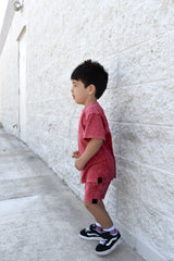 STONE WASH SHORTS - MUTED RED