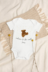 Welcome to the World (Personalised Name Bear Bodysuit)
