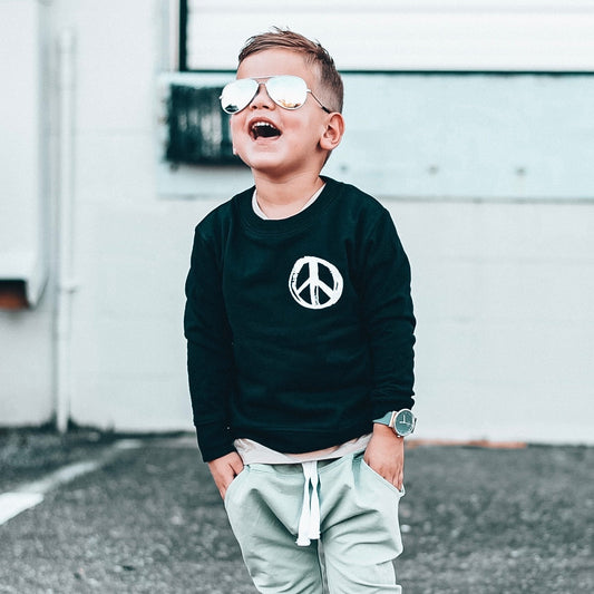 PEACE SIGN SWEATSHIRT - BLACK