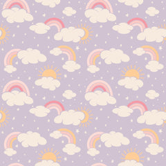Lavender Rainbows and Clouds Ruffle Baby Footie