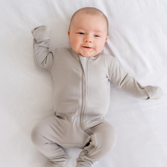 Baby Bamboo Pajamas w/ DreamCuffs® - Moon Grey 3-6
