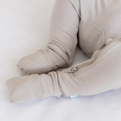 Baby Bamboo Pajamas w/ DreamCuffs® - Moon Grey 6-9