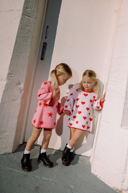 Lucky Stars Dress - Pink + Red
