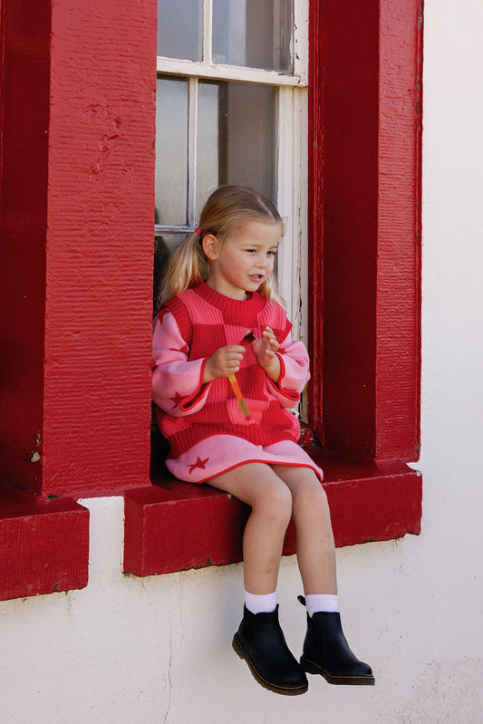 Nonno Vest - Pink + Red