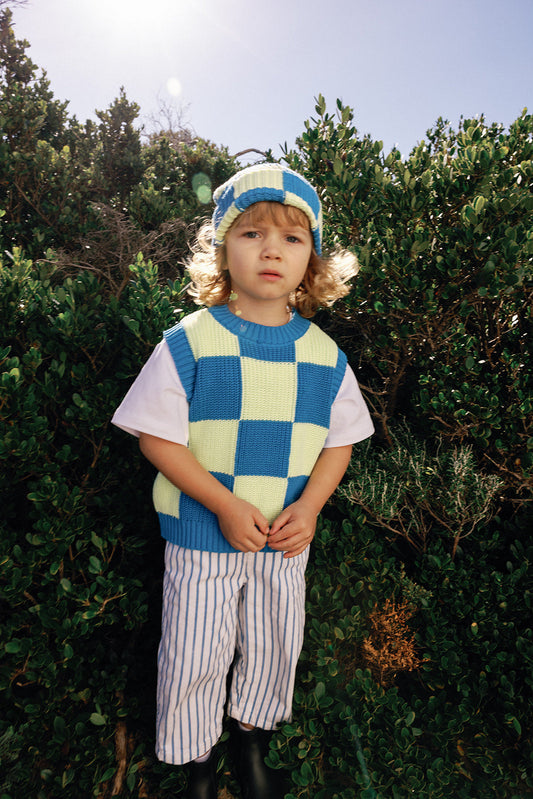 Sunday Beanie - Blue + Lime