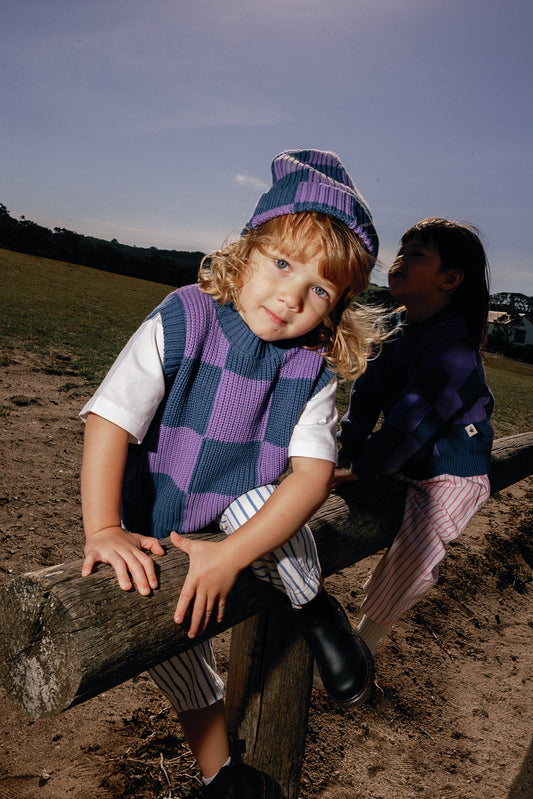 Nonno Vest - Violet + Navy