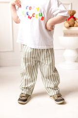Cozy Crew Club Stripe Pants (Sage) 100% Cotton