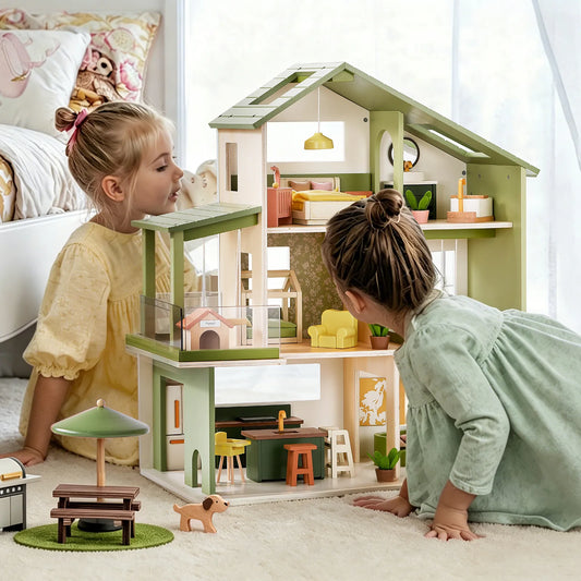 Tiny Land® Sweetwood Edge Dollhouse - Green & Pink