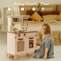 ROBUD Wooden Kids Play Kitchen Set - Mocha Montessori
