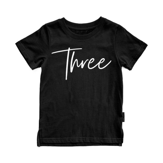 SIGNATURE THREE BIRTHDAY TEE - BLACK