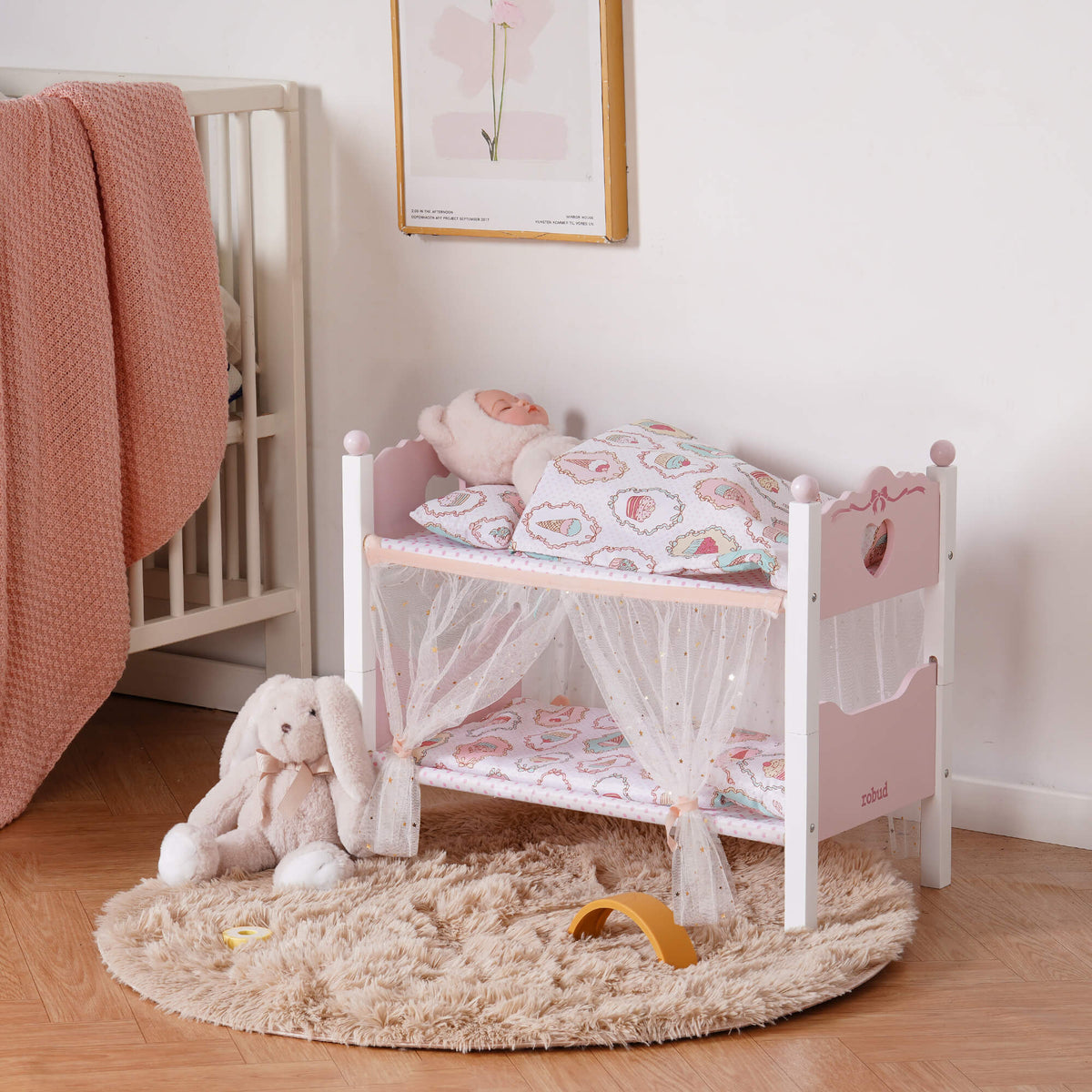 ROBUD Pink Princess Bunk Bed