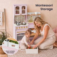 Tiny Land® Wooden Play Kitchen with Storage for Creative Toddlers