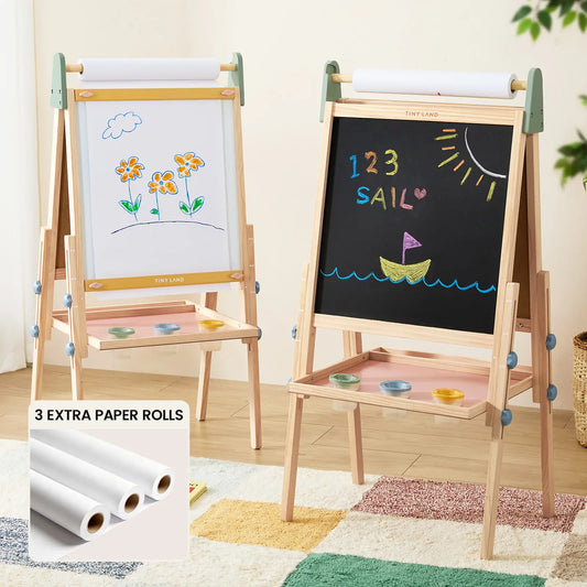 Tiny Land® 3-in-1 Art Easel for Kids & Paper Roll Set