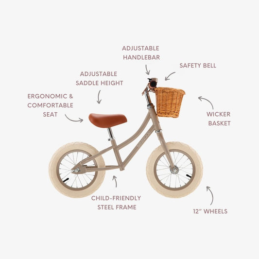 BANWOOD BALANCE BIKE & HELMET SET - BEIGE