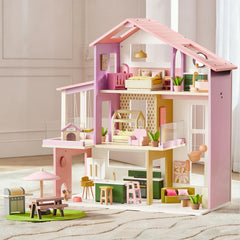 Tiny Land® Sweetwood Edge Dollhouse - Green & Pink