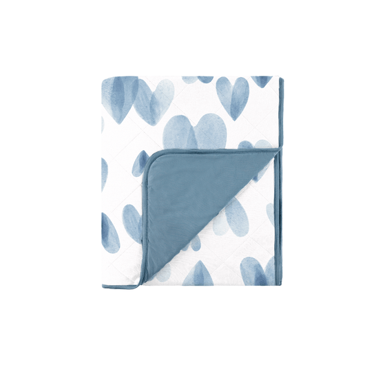 Dream Baby Blanket - Ocean Blue Hearts