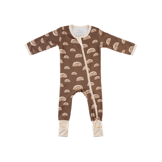 Baby Bamboo Pajamas w/ DreamCuffs® - Coffee Rainbow