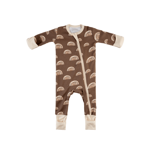 Baby Bamboo Pajamas w/ DreamCuffs® - Coffee Rainbow