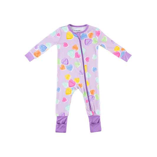 Baby Bamboo Pajamas w/ DreamCuffs® - Conversation Hearts