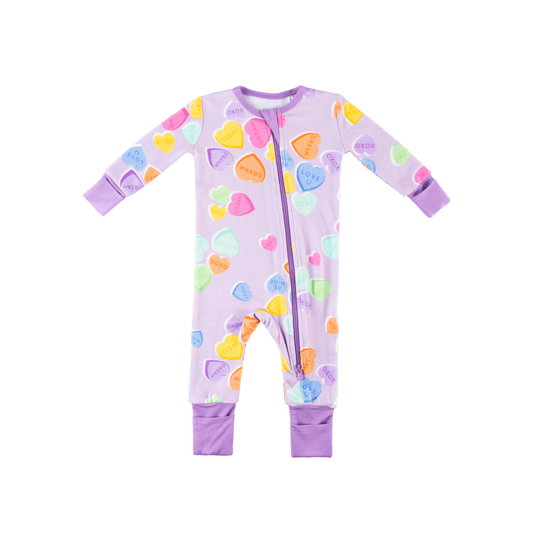 Baby Bamboo Pajamas w/ DreamCuffs® - Conversation Hearts