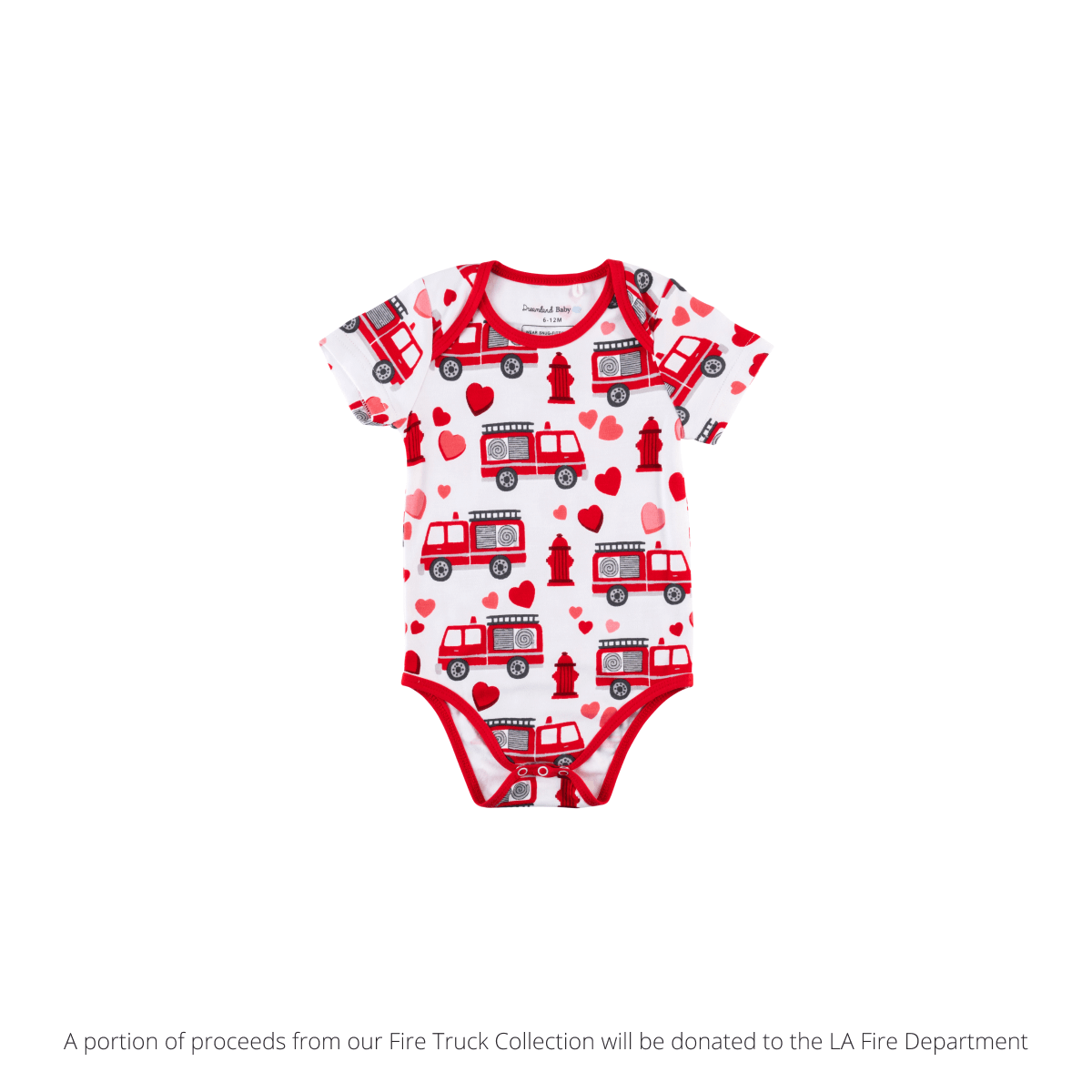 Baby Short-Sleeve Bamboo Bodysuit - Fire Trucks
