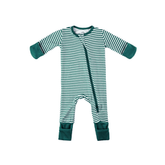 Baby Bamboo Pajamas w/ DreamCuffs® - Forest Stripe
