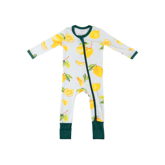 Baby Bamboo Pajamas w/ DreamCuffs® - Green Lemons